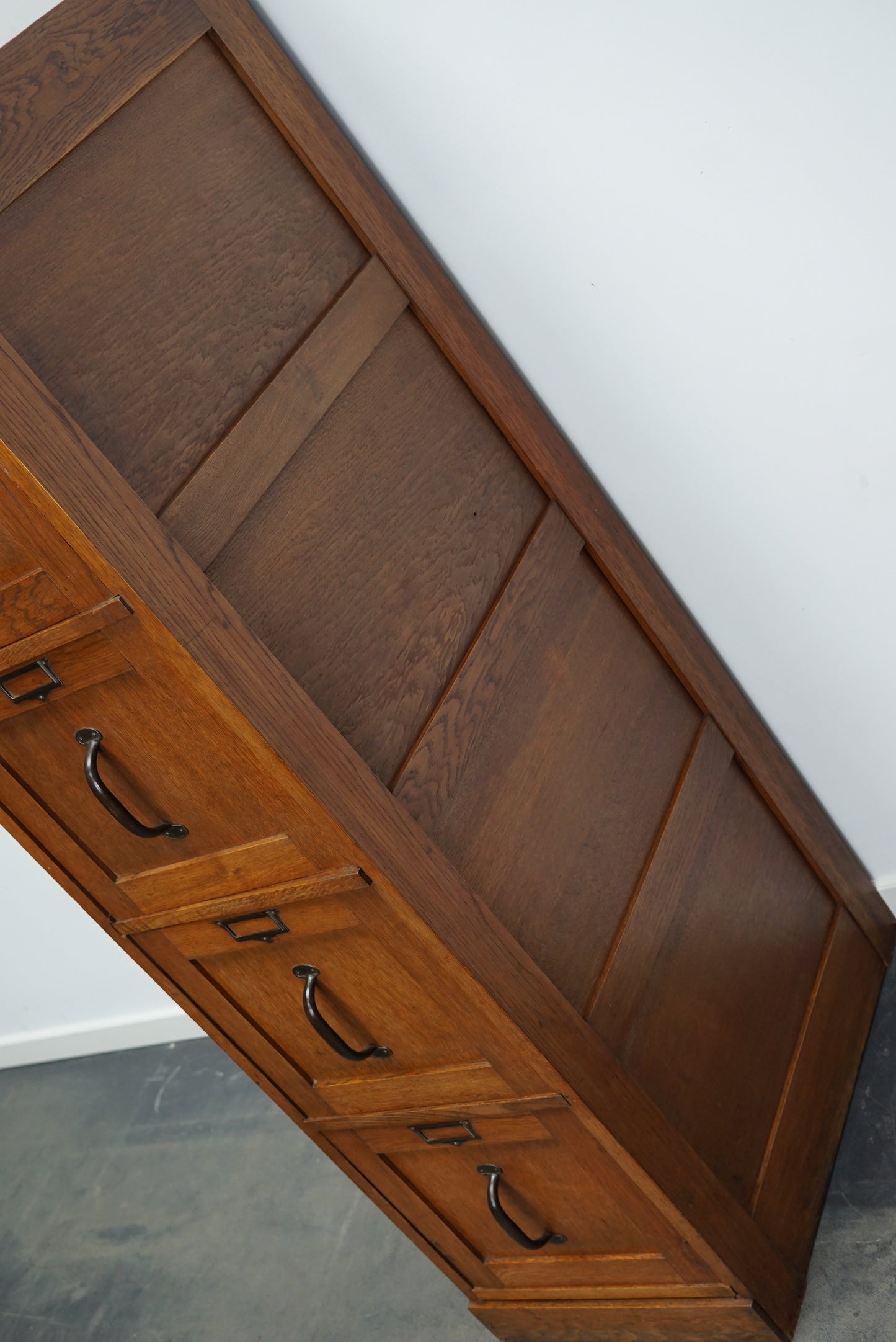 Dutch Oak Filing Cabinet or Bank of Drawers, 1930s