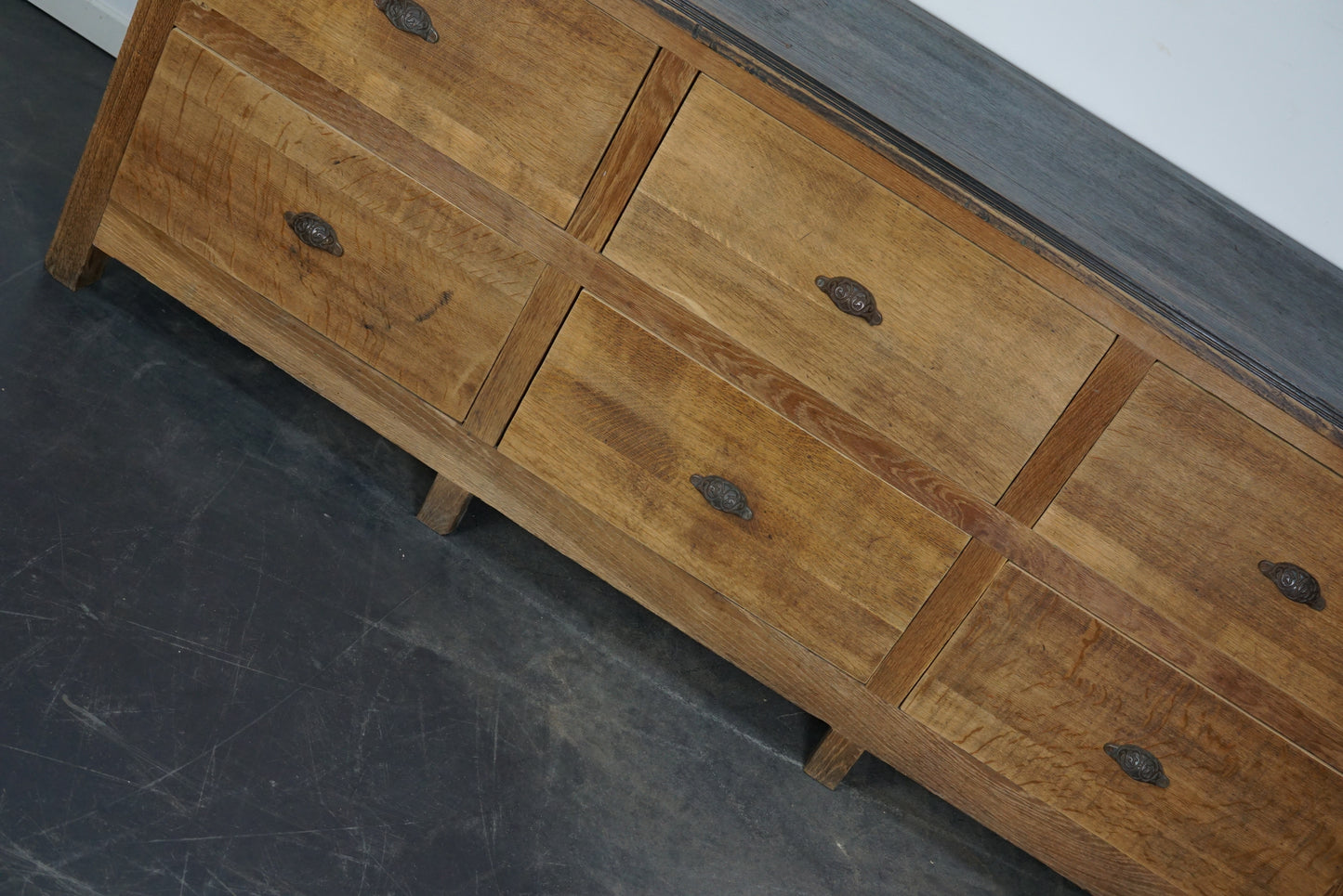 Antique French Oak Rustic Bank of Drawers or Shop Counter, Circa 1900