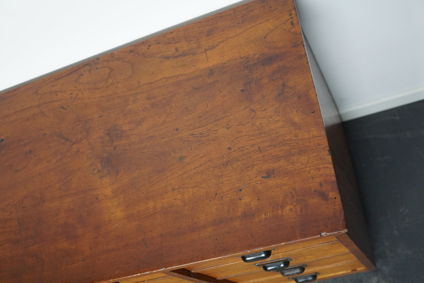German Industrial Oak Apothecary Cabinet, Mid-20th Century