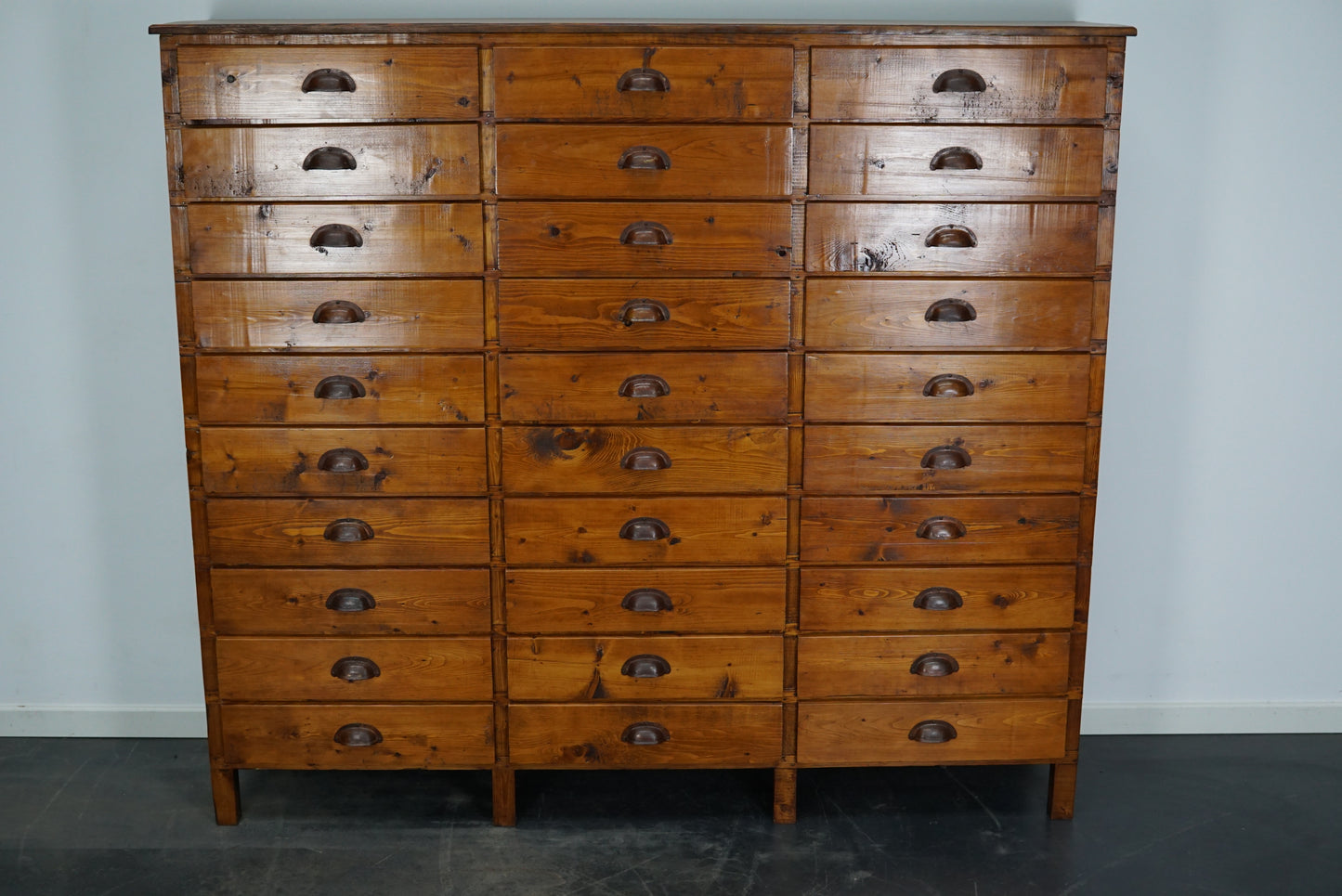 Dutch Pine Industrial Apothecary / Workshop Cabinet, 1950s
