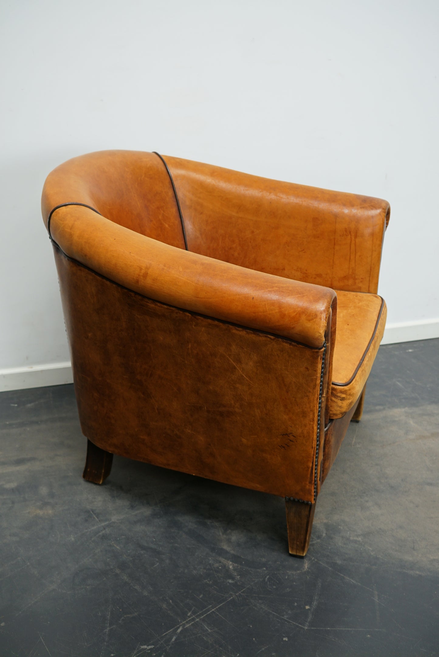 Vintage Dutch Cognac Colored Leather Club Chair