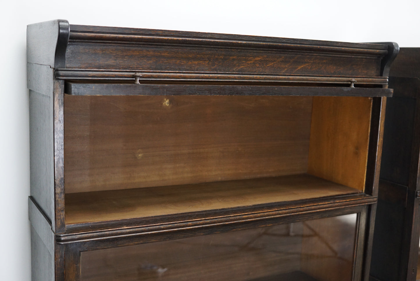 Pair of Antique Oak Stacking Bookcases by Muller in Globe Wernicke Style ca 1930