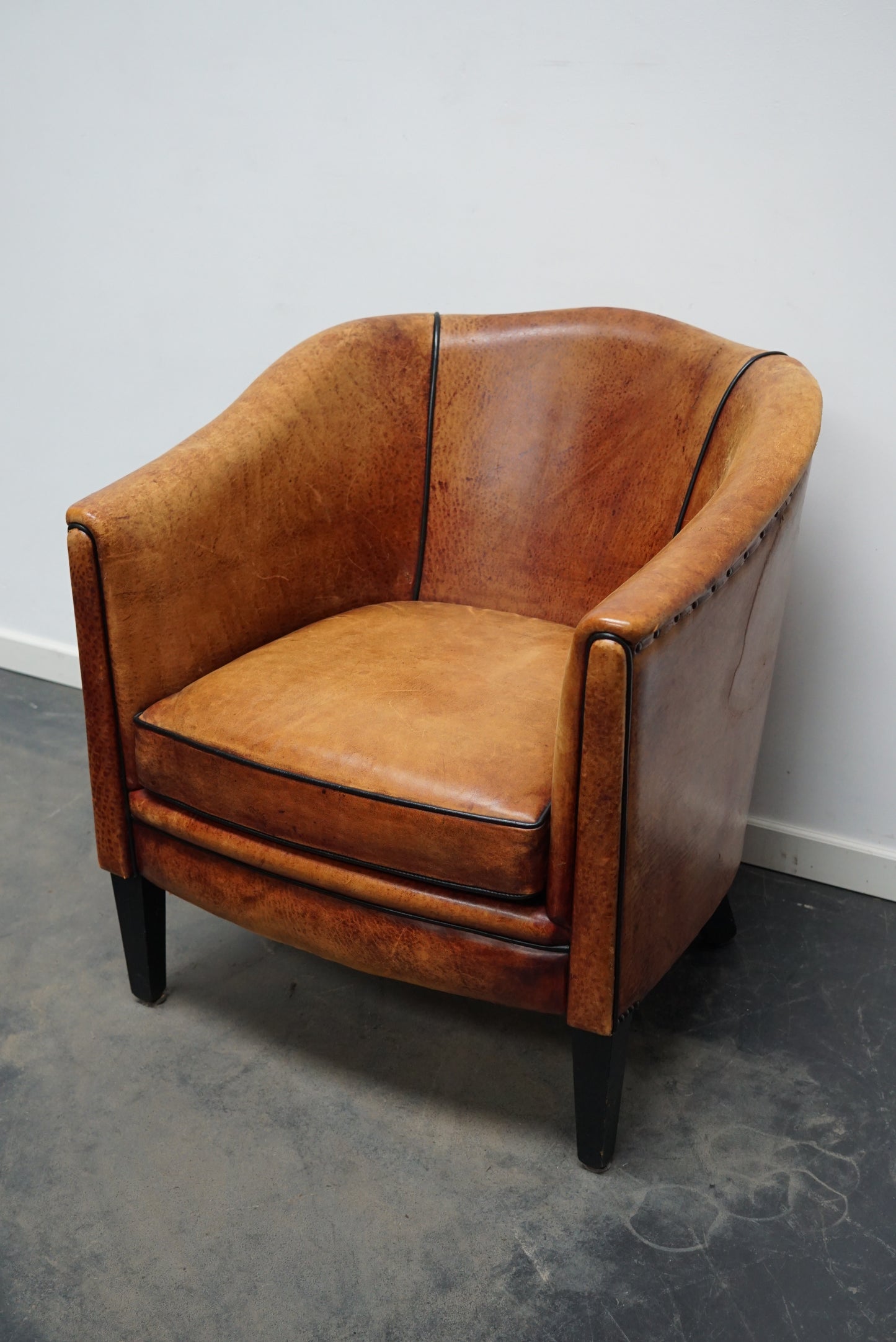 Vintage Dutch Cognac Colored Leather Club Chair