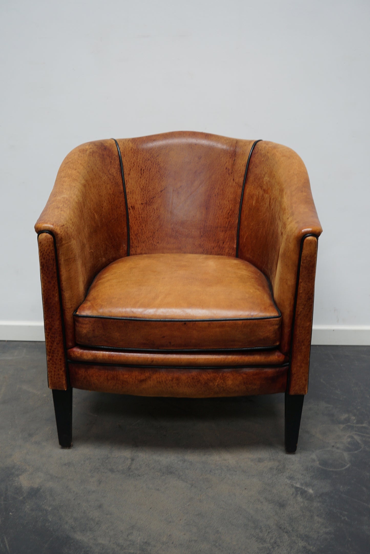 Vintage Dutch Cognac Colored Leather Club Chair