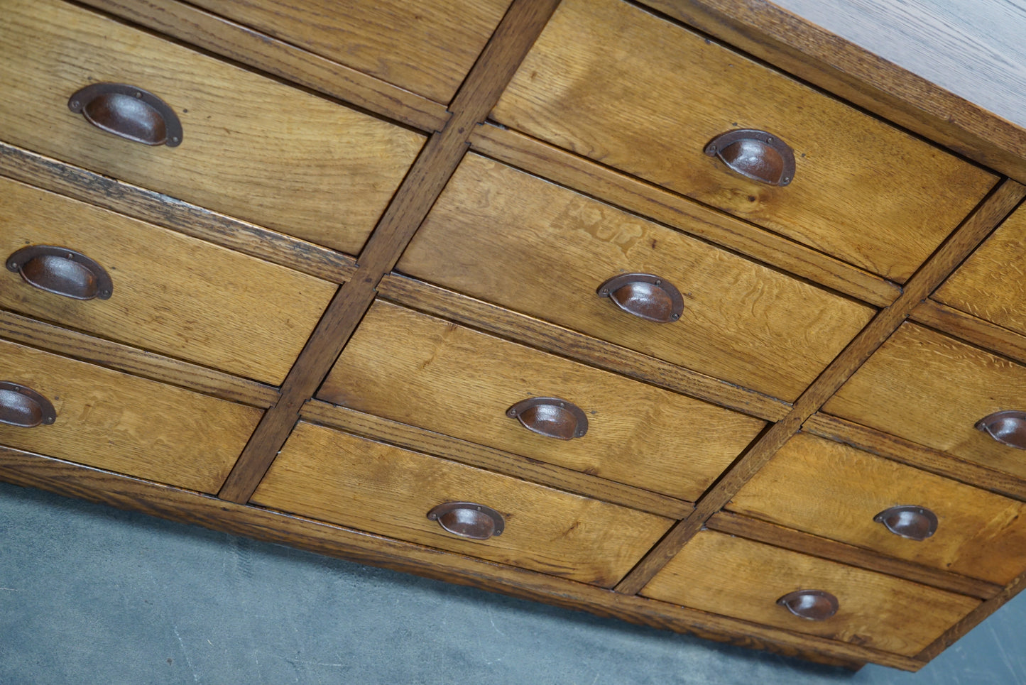 Dutch Oak Apothecary Cabinet or Bank of Drawers, Mid-20th Century