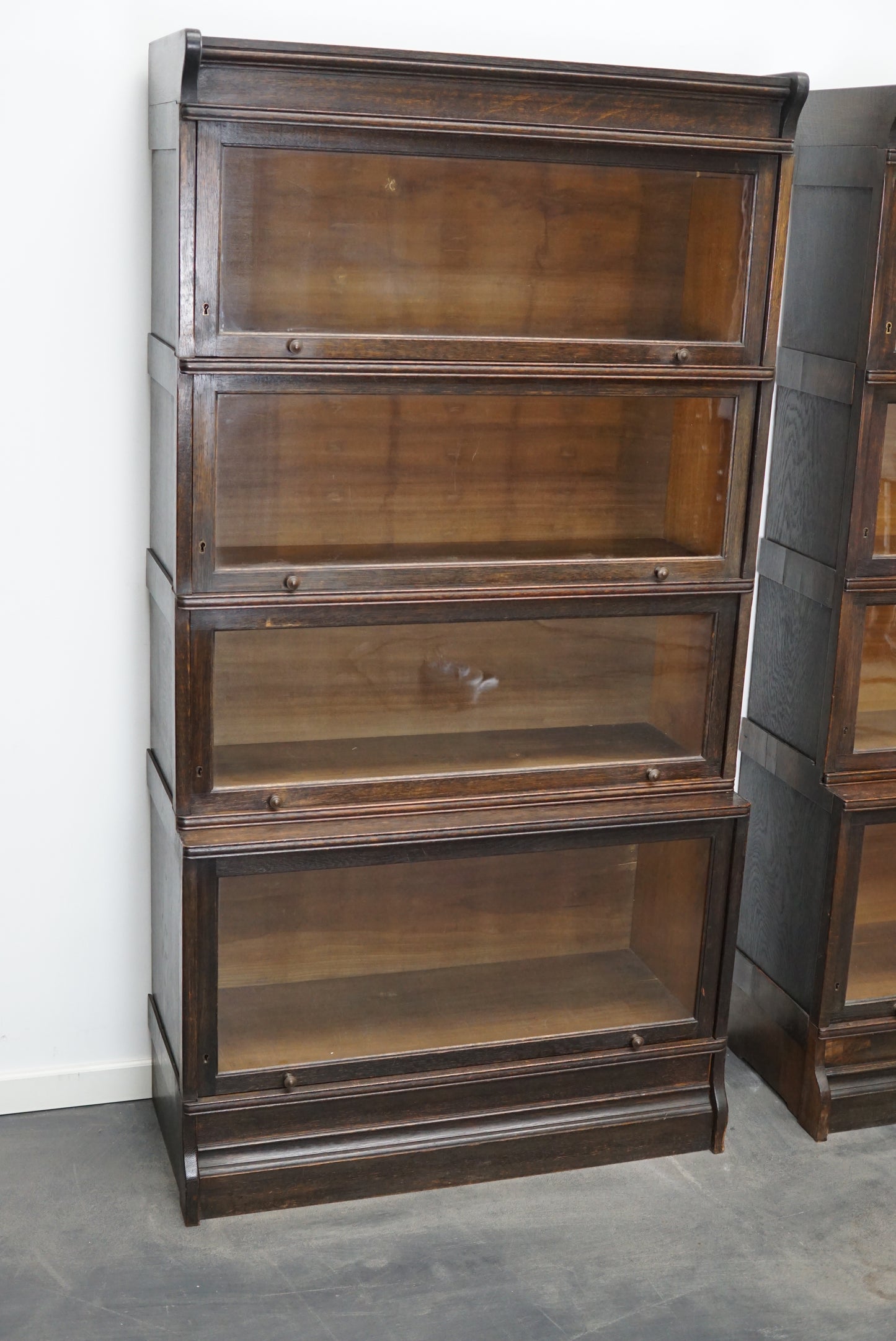 Pair of Antique Oak Stacking Bookcases by Muller in Globe Wernicke Style ca 1930