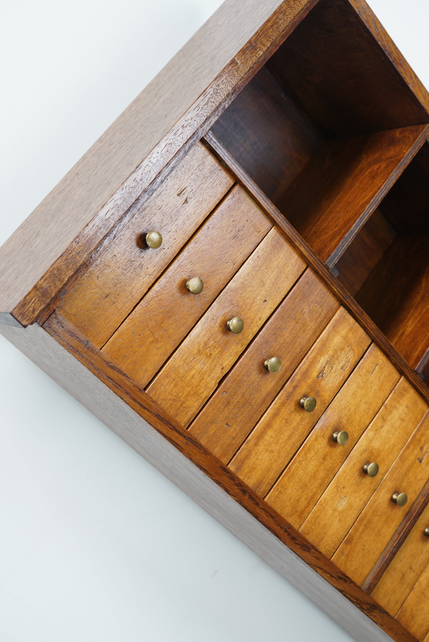 French Industrial Beech Apothecary / Watchmakers Cabinet, Mid 20th Century
