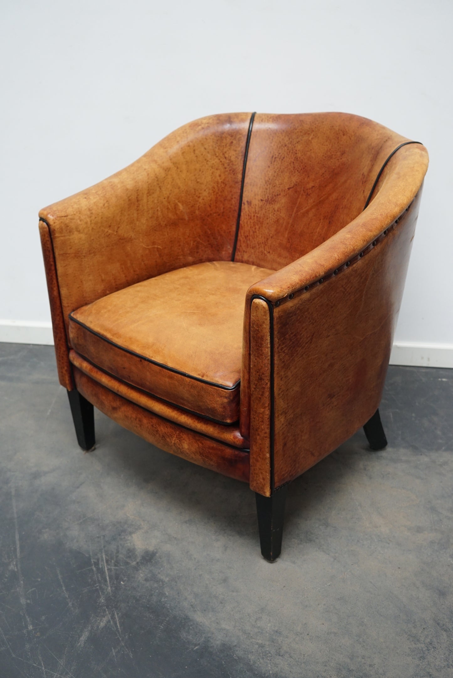 Vintage Dutch Cognac Colored Leather Club Chair