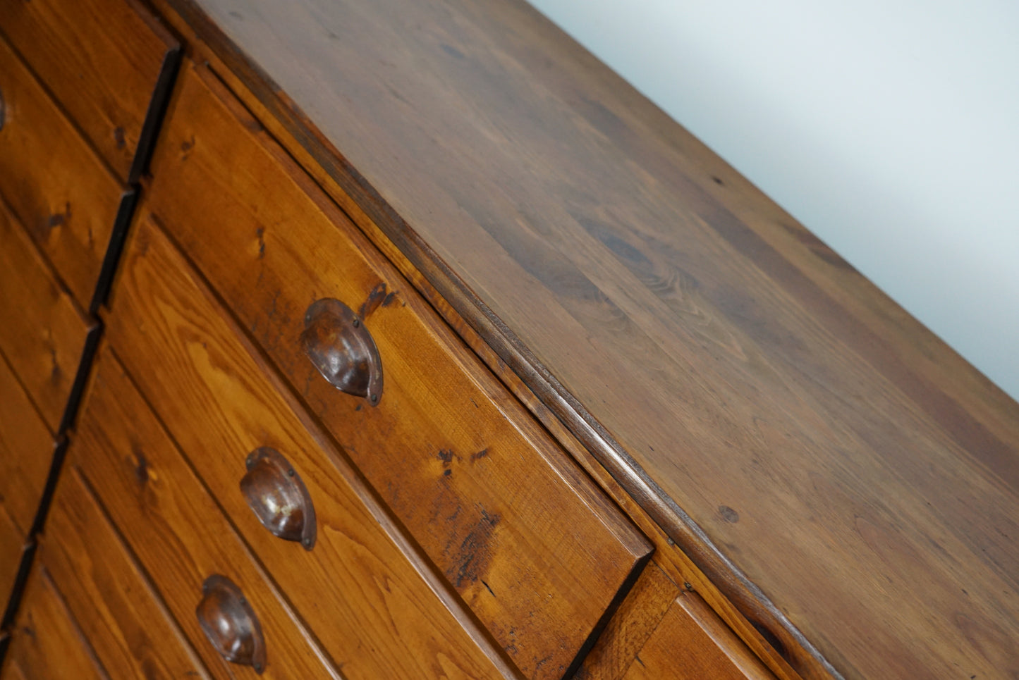 Dutch Pine Industrial Apothecary / Workshop Cabinet, 1950s