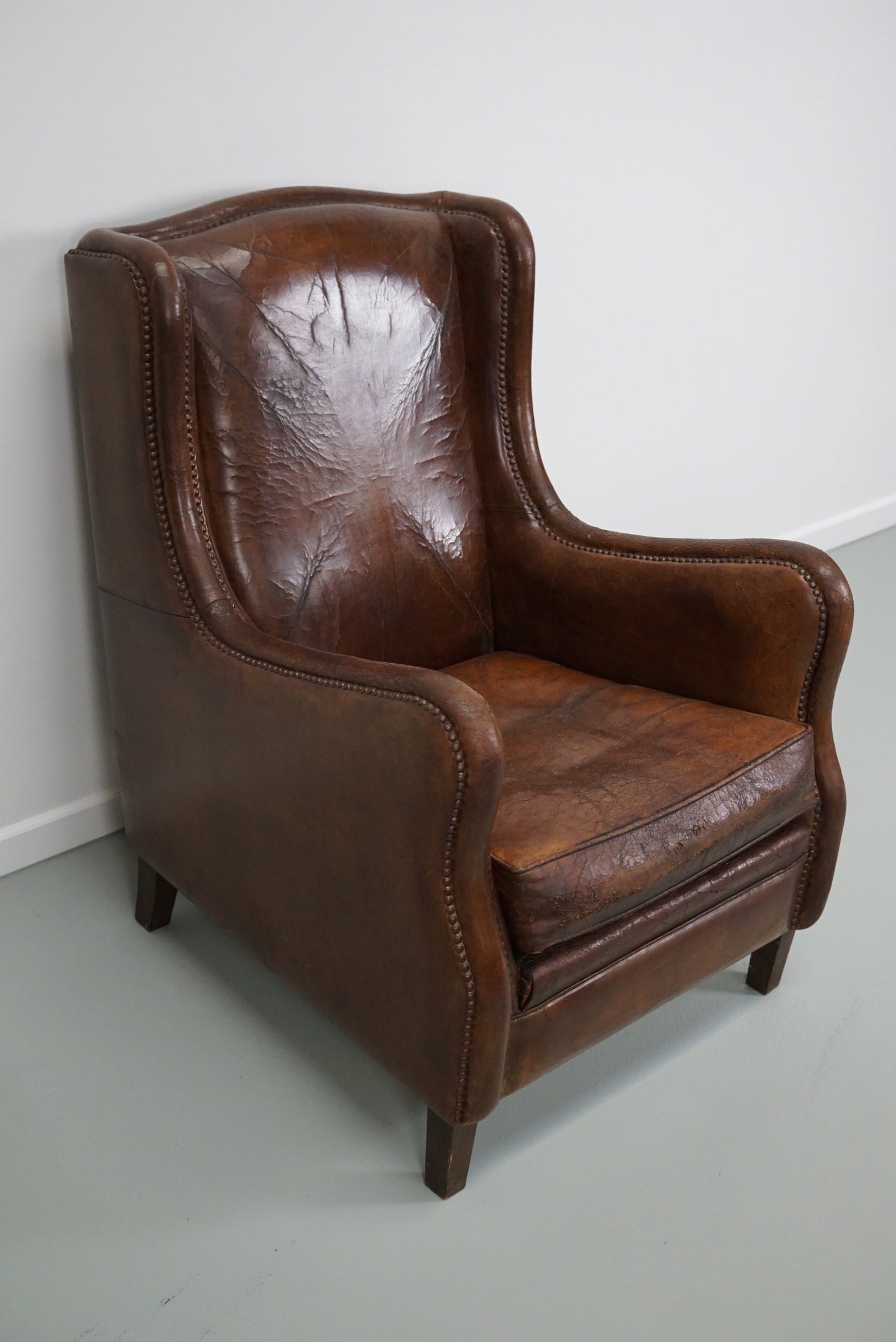 Vintage Dutch Cognac Colored Leather Club Chair
