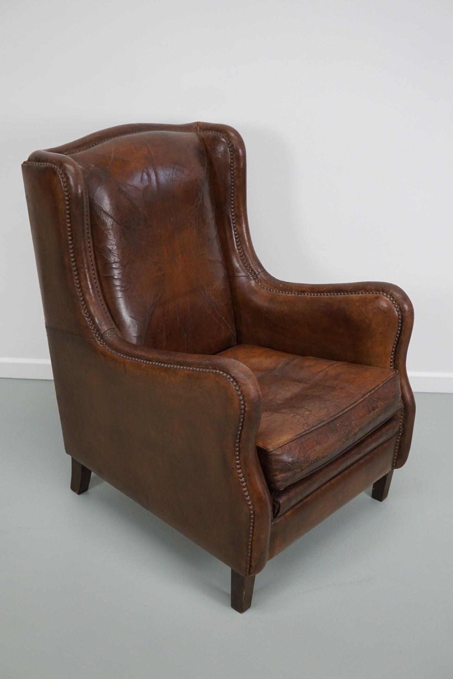 Vintage Dutch Cognac Colored Leather Club Chair