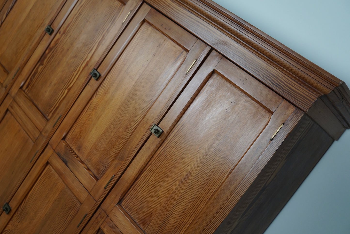 Antique Church Dutch Pitch Pine Locker Cabinet, 1930s