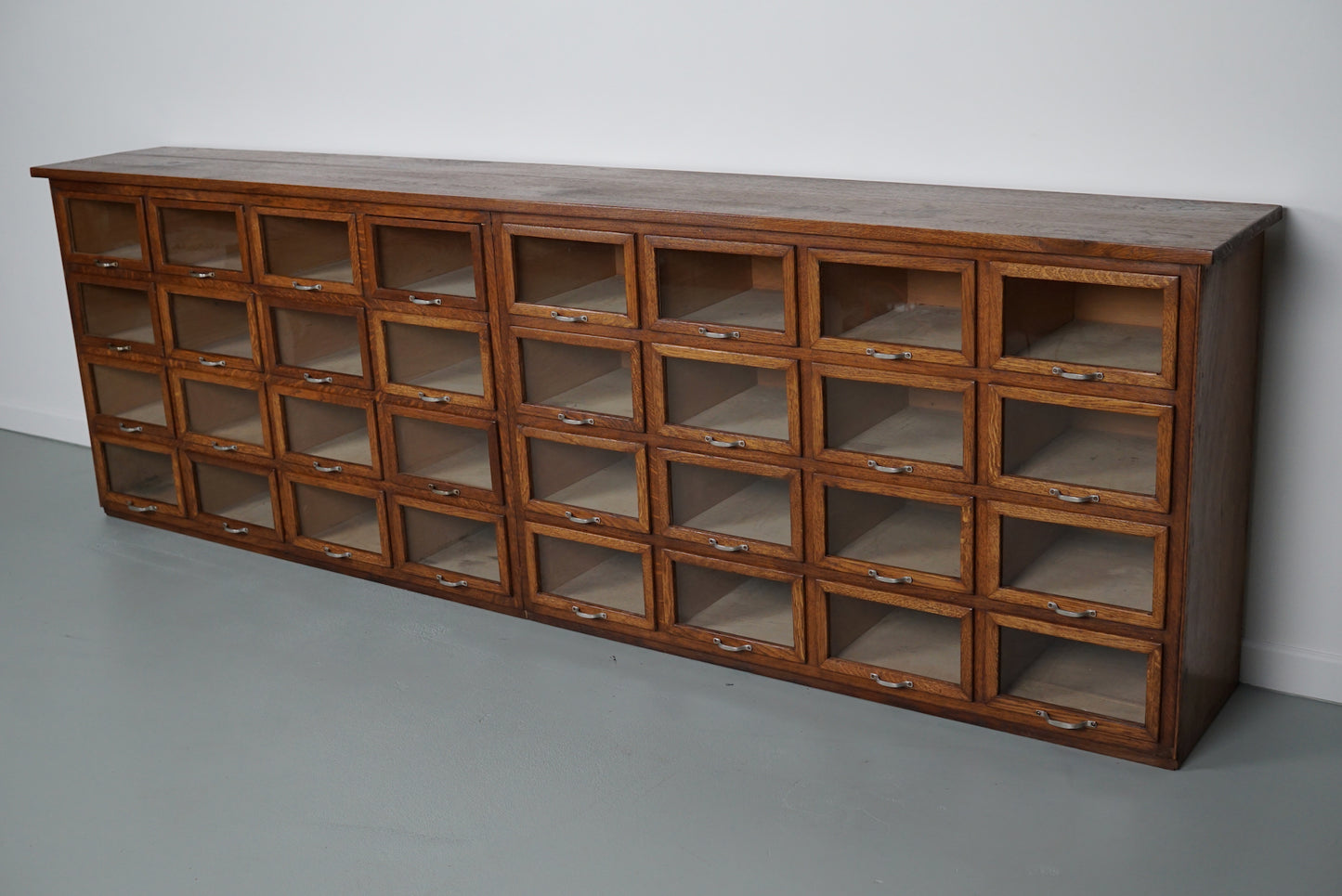 Large Vintage Dutch Oak Haberdashery Shop Cabinet, 1930s