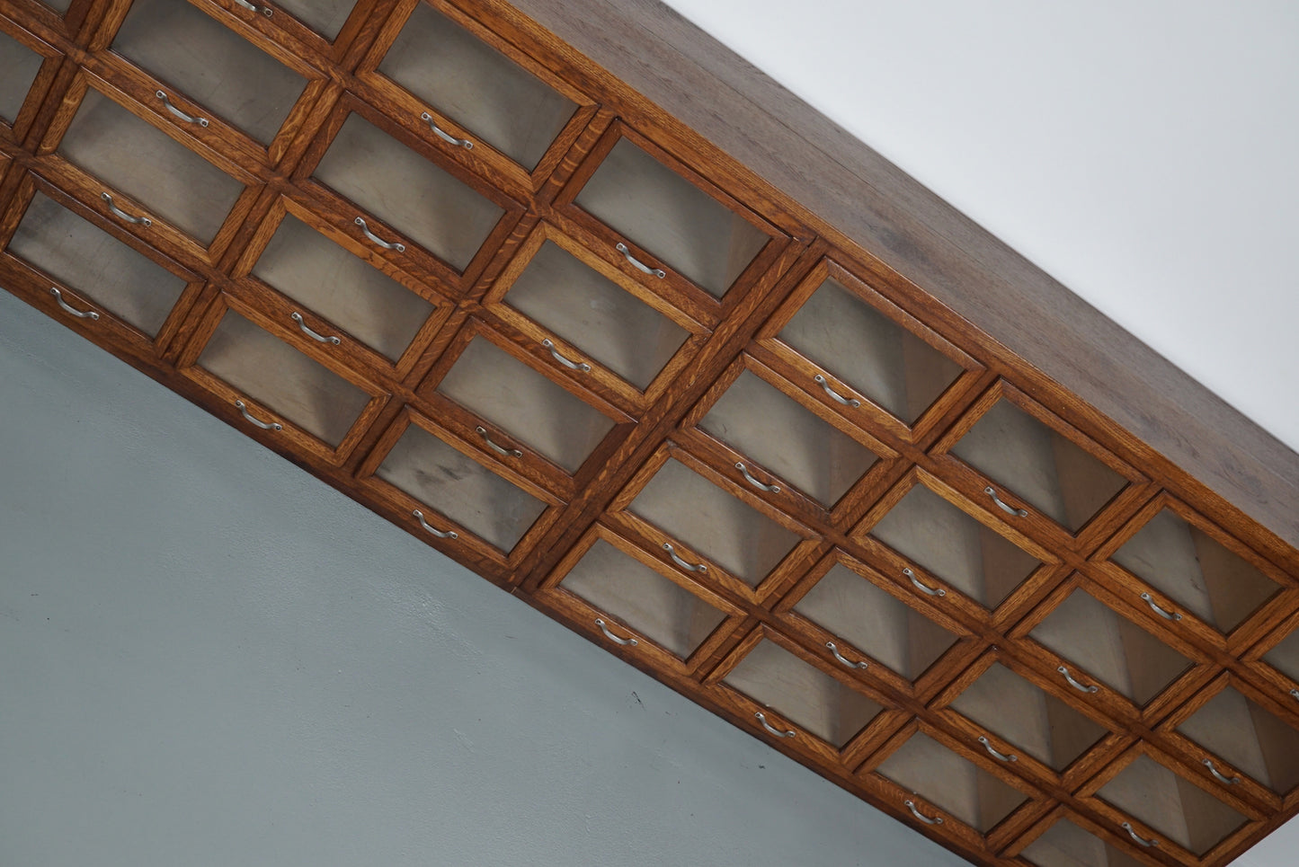 Large Vintage Dutch Oak Haberdashery Shop Cabinet, 1930s