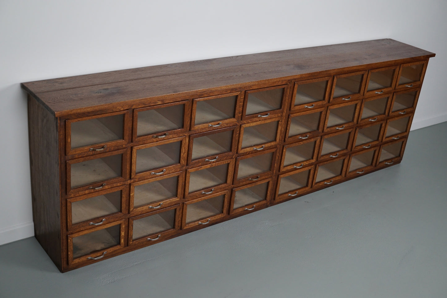 Large Vintage Dutch Oak Haberdashery Shop Cabinet, 1930s