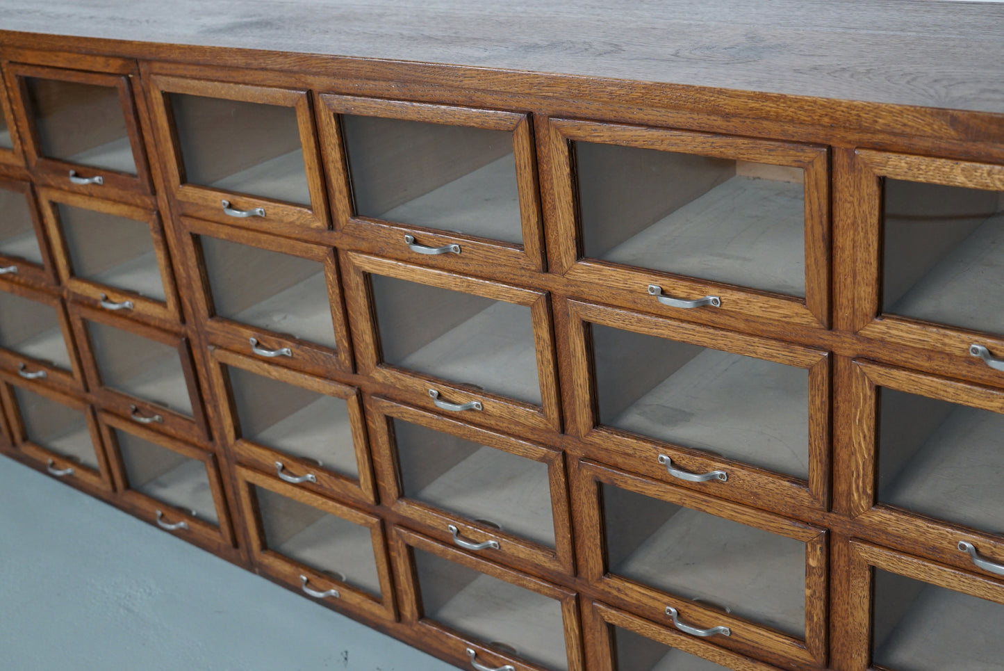 Large Vintage Dutch Oak Haberdashery Shop Cabinet, 1930s