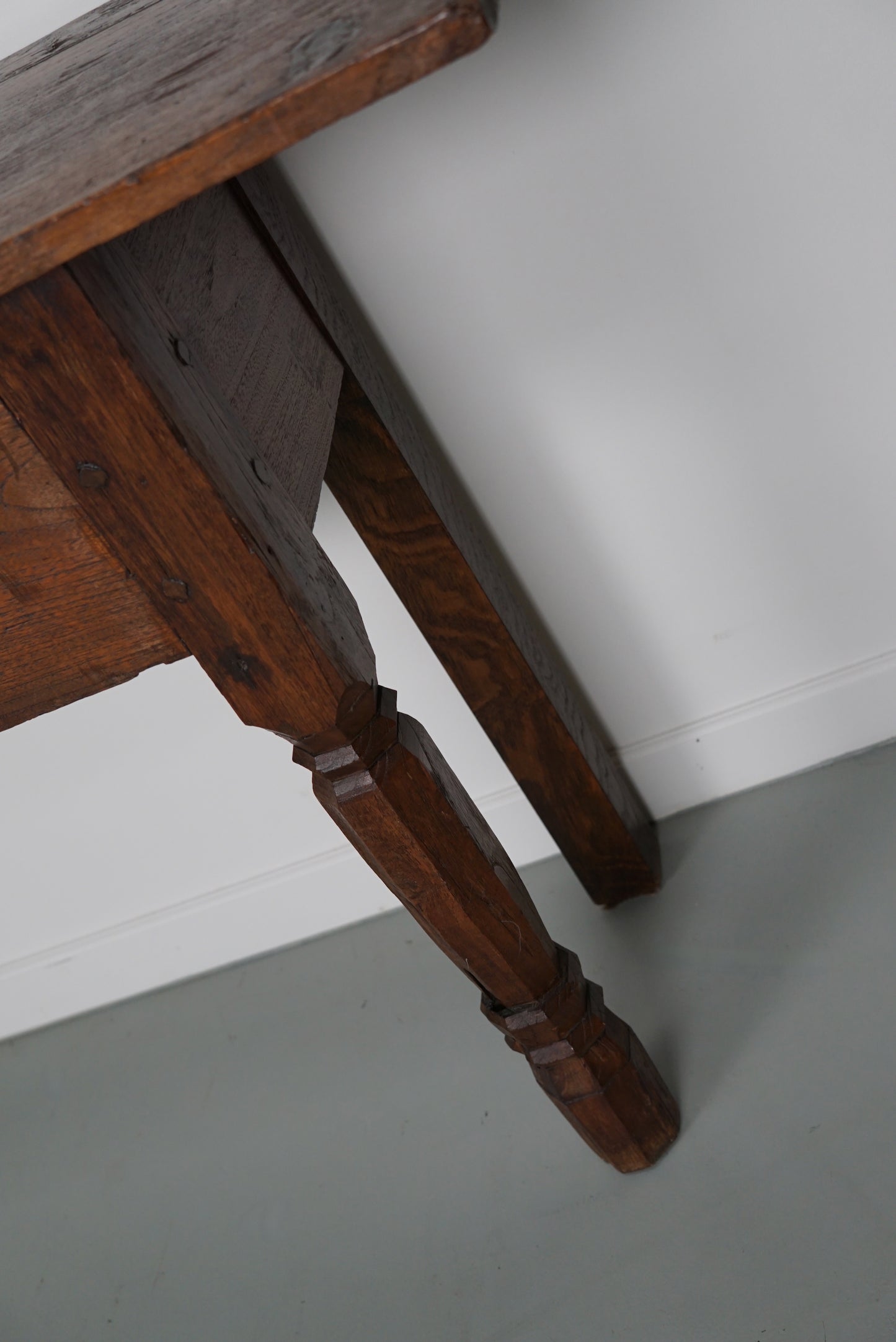 Large Antique Dutch Rustic Colonial Farmhouse Teak Side Table