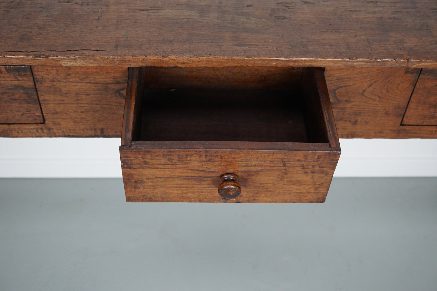 Large Antique Dutch Rustic Colonial Farmhouse Teak Side Table