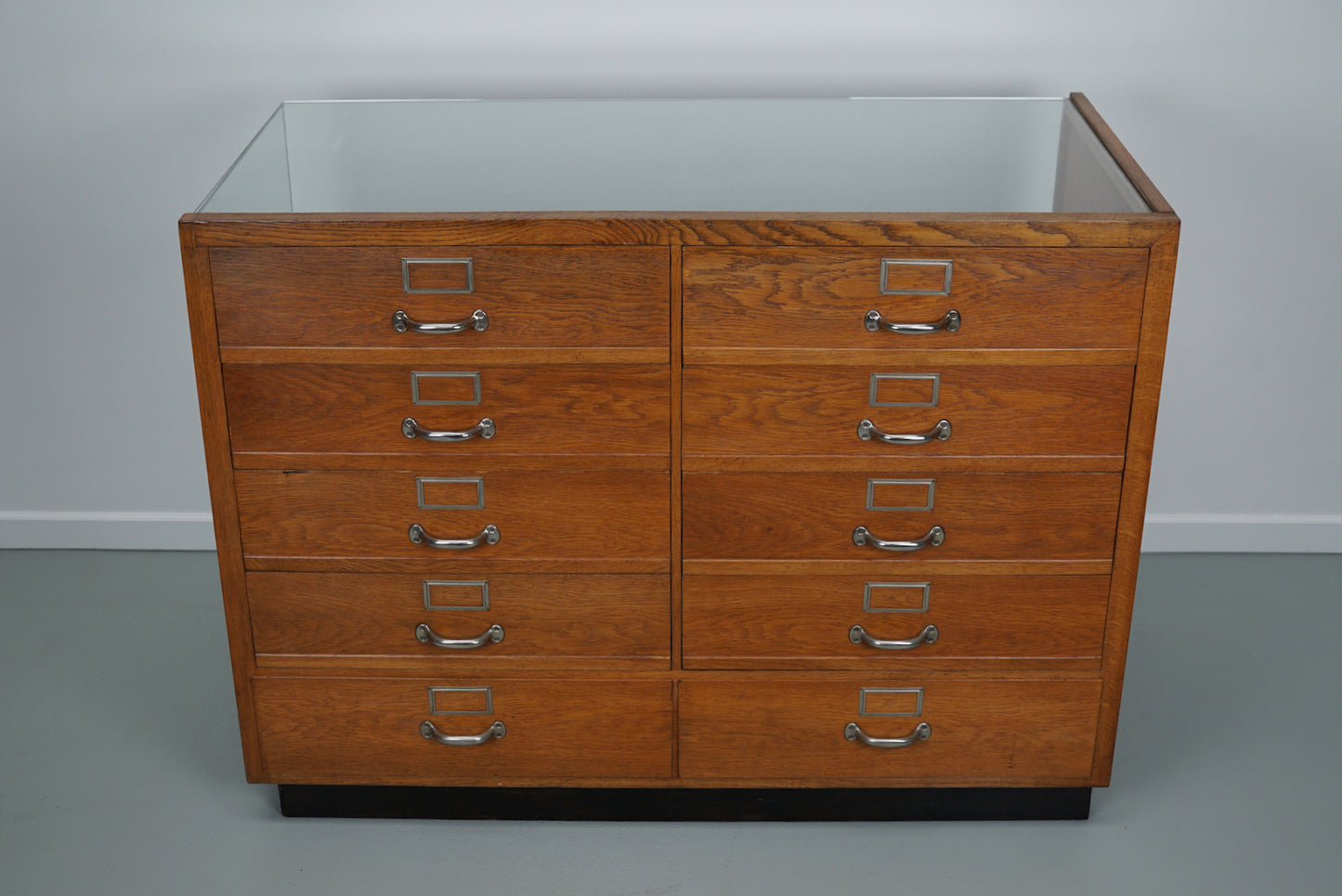 German Oak Haberdashery Shop Cabinet / Retail Unit / Shop Counter, 1950s