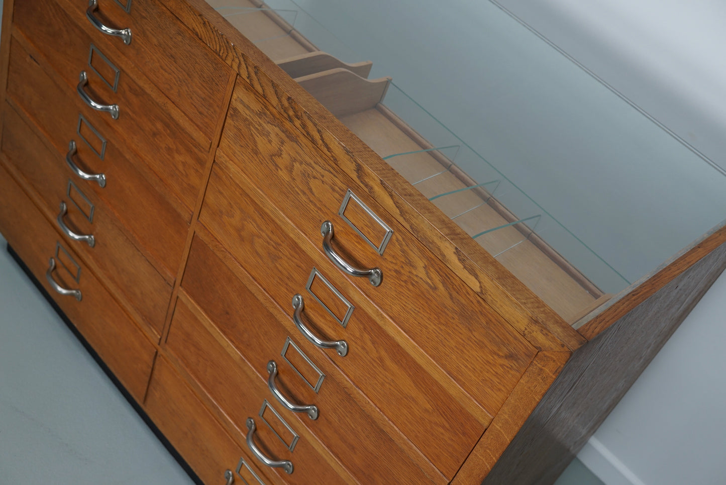 German Oak Haberdashery Shop Cabinet / Retail Unit / Shop Counter, 1950s