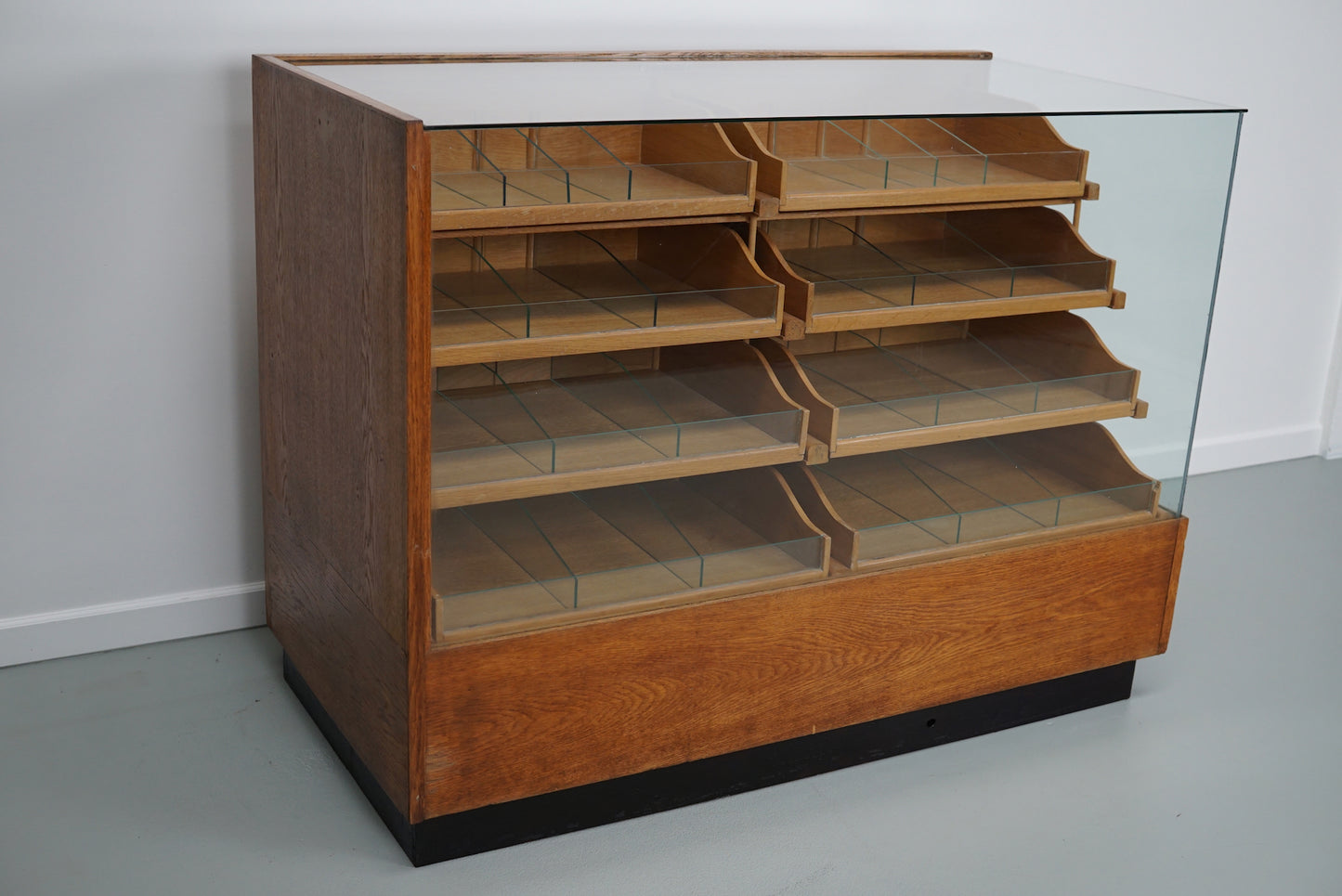 German Oak Haberdashery Shop Cabinet / Retail Unit / Shop Counter, 1950s