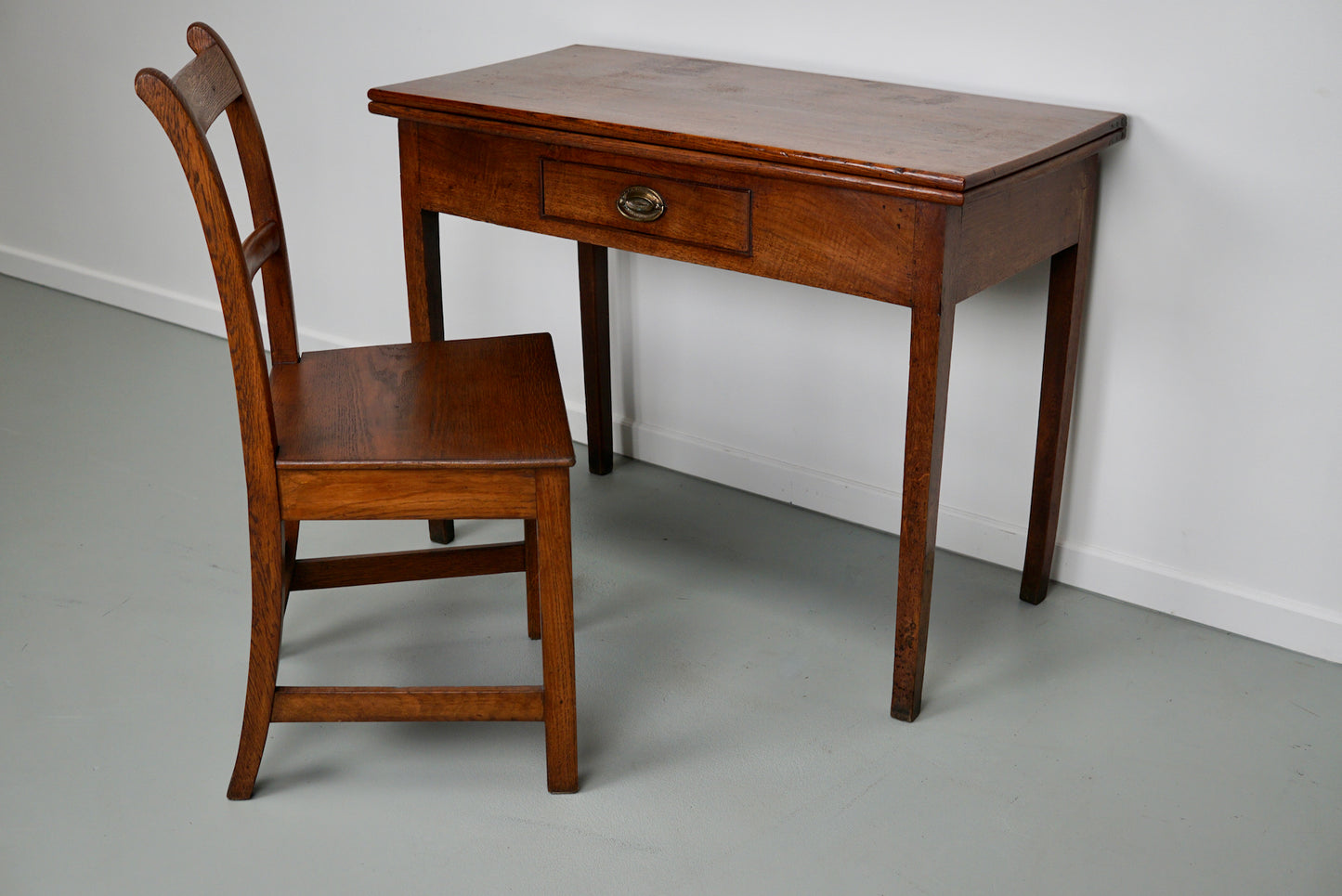Antique Georgian Foldable Writing Side Table Desk Set with Chair