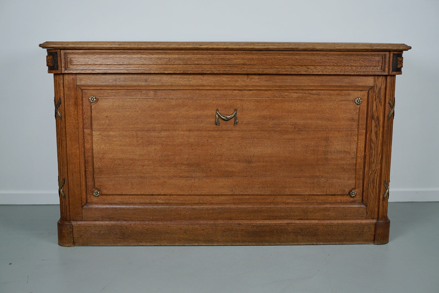 French Sun Bleached Light Oak Napoleon III Shop Counter / Desk, 19th Century