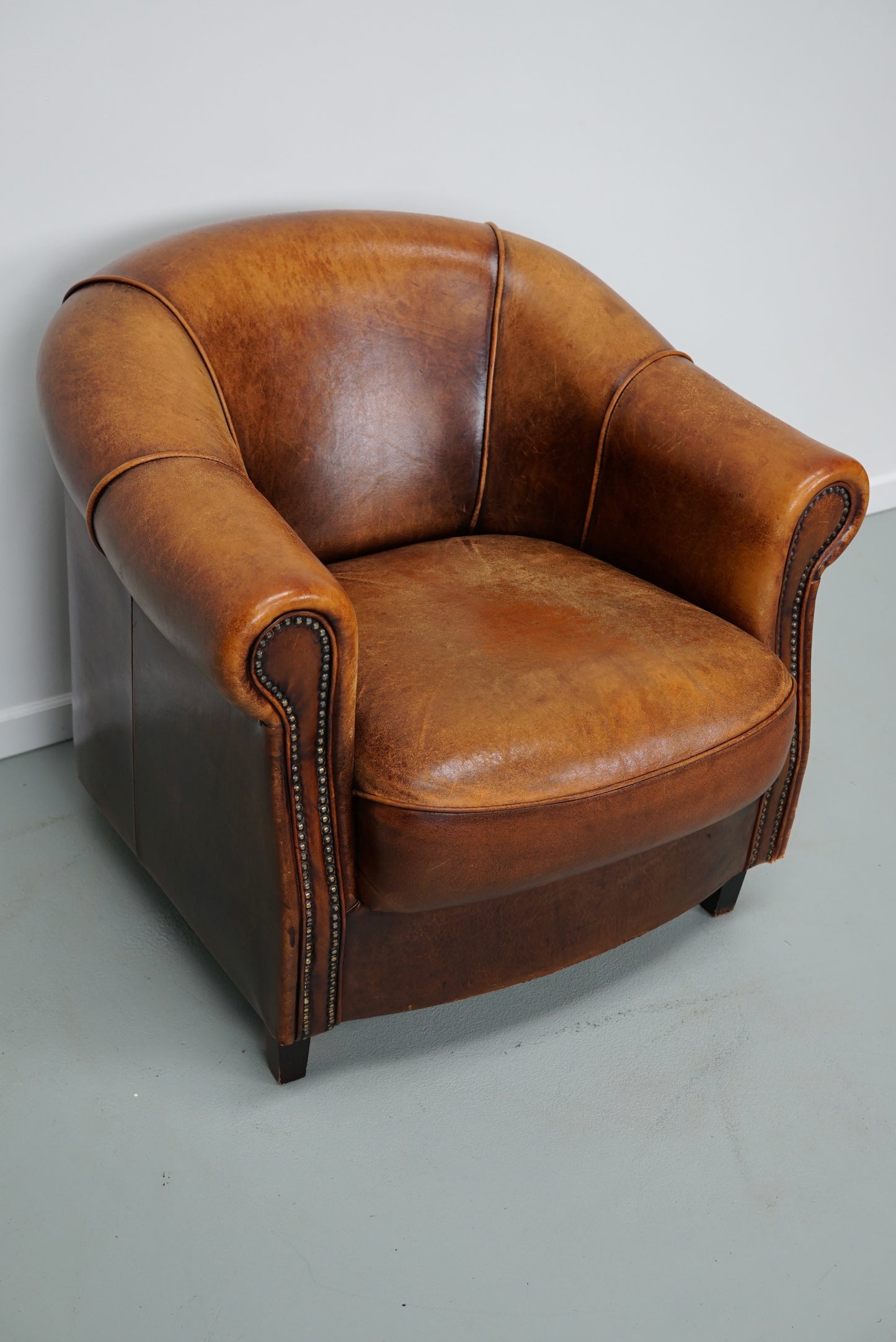 Vintage Dutch Cognac Colored Leather Club Chair