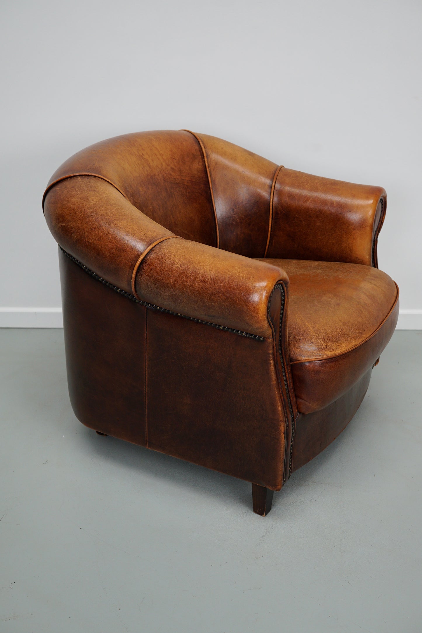 Vintage Dutch Cognac Colored Leather Club Chair