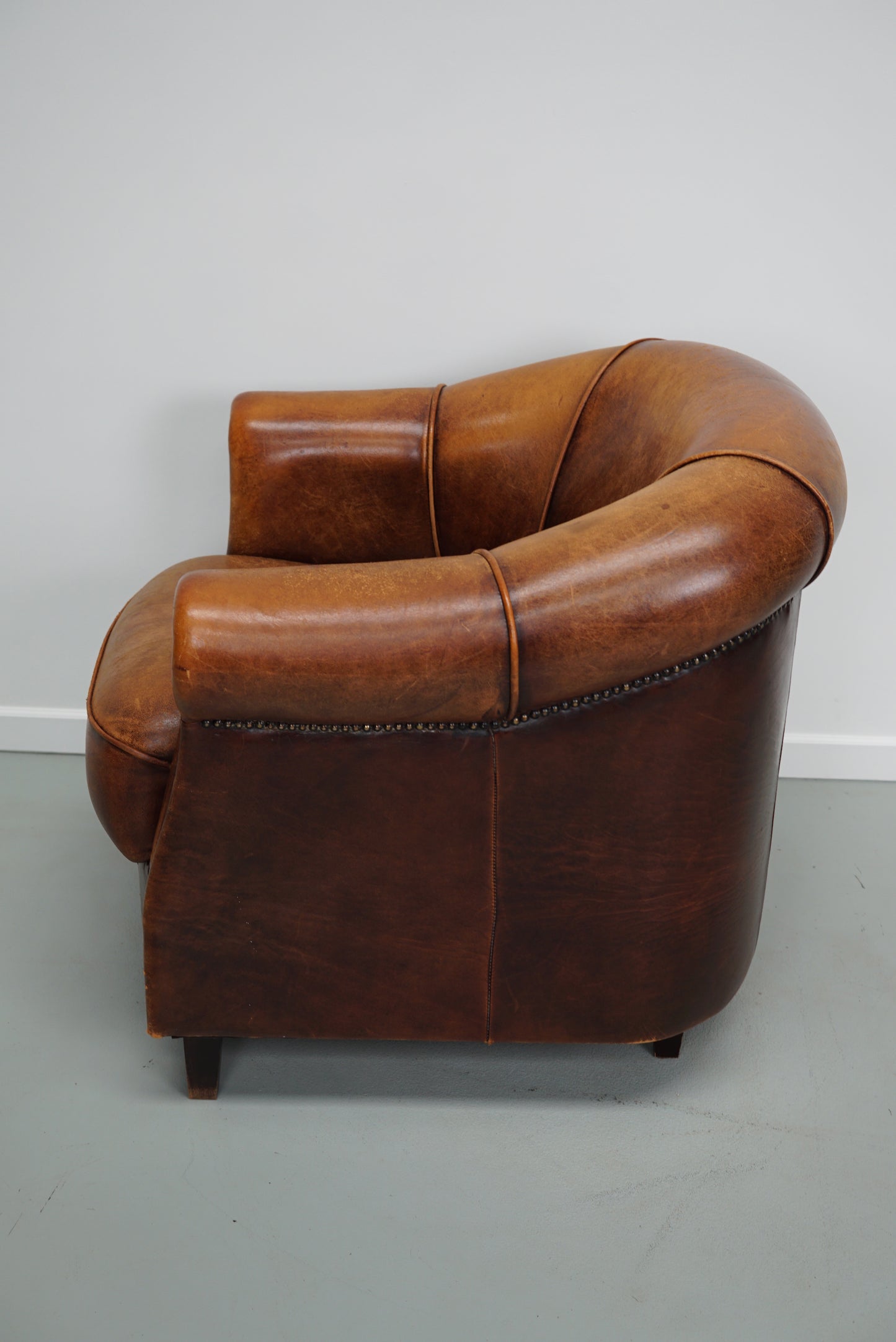 Vintage Dutch Cognac Colored Leather Club Chair