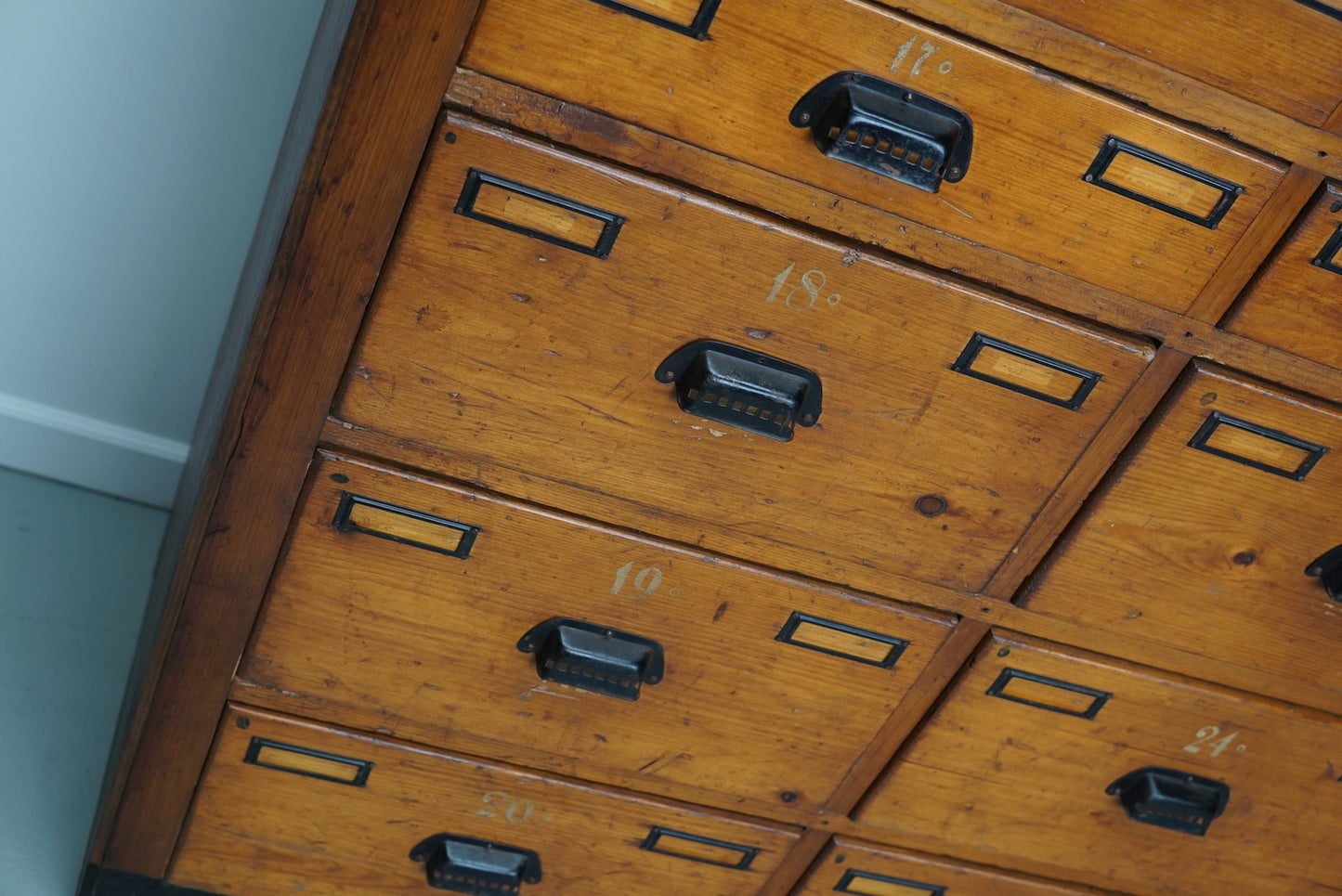 Dutch Industrial Pine Apothecary / Workshop Cabinet, circa 1930s