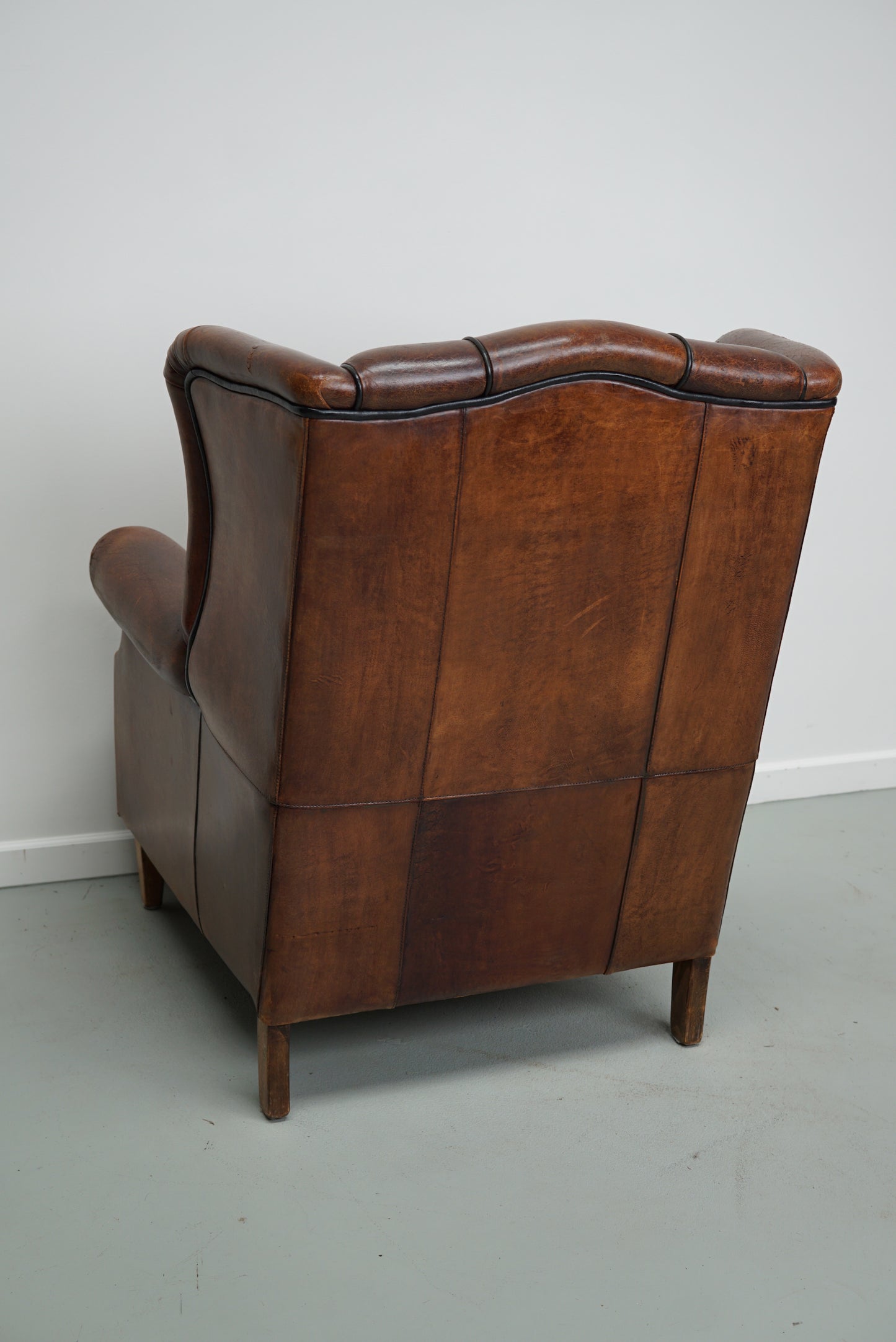 Vintage Dutch Cognac Colored Wingback Leather Club Chair