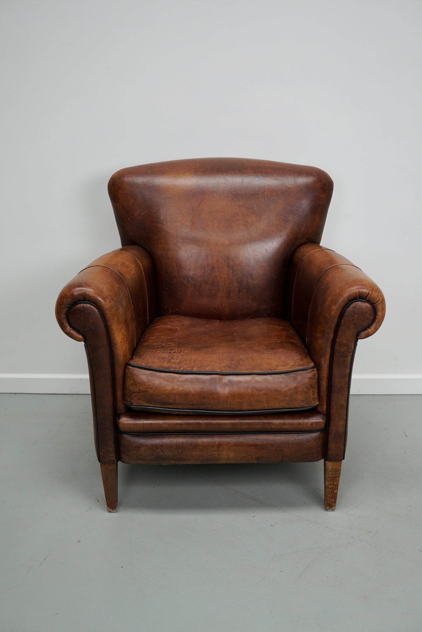 Vintage Dutch Cognac Colored Leather Club Chair