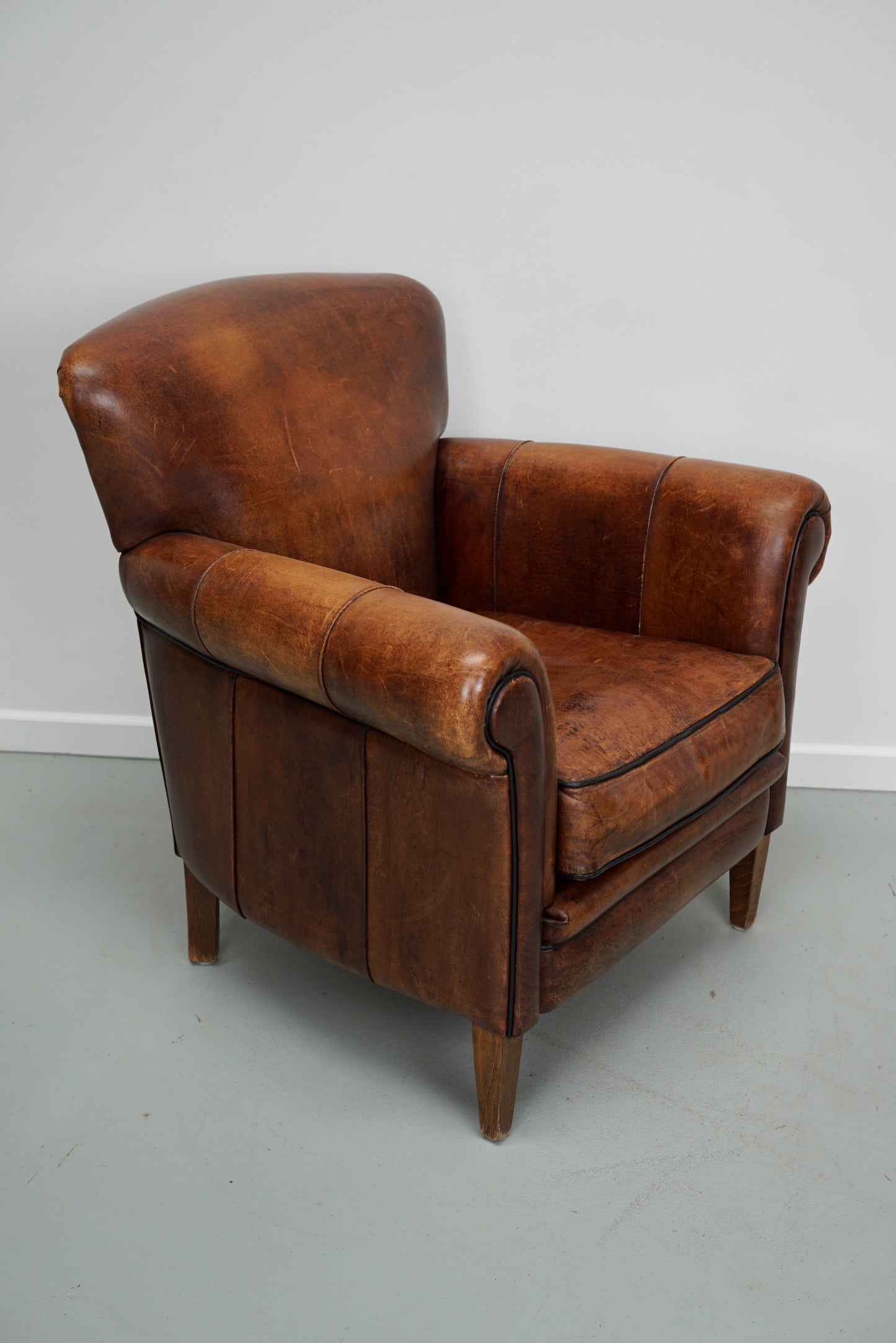 Vintage Dutch Cognac Colored Leather Club Chair