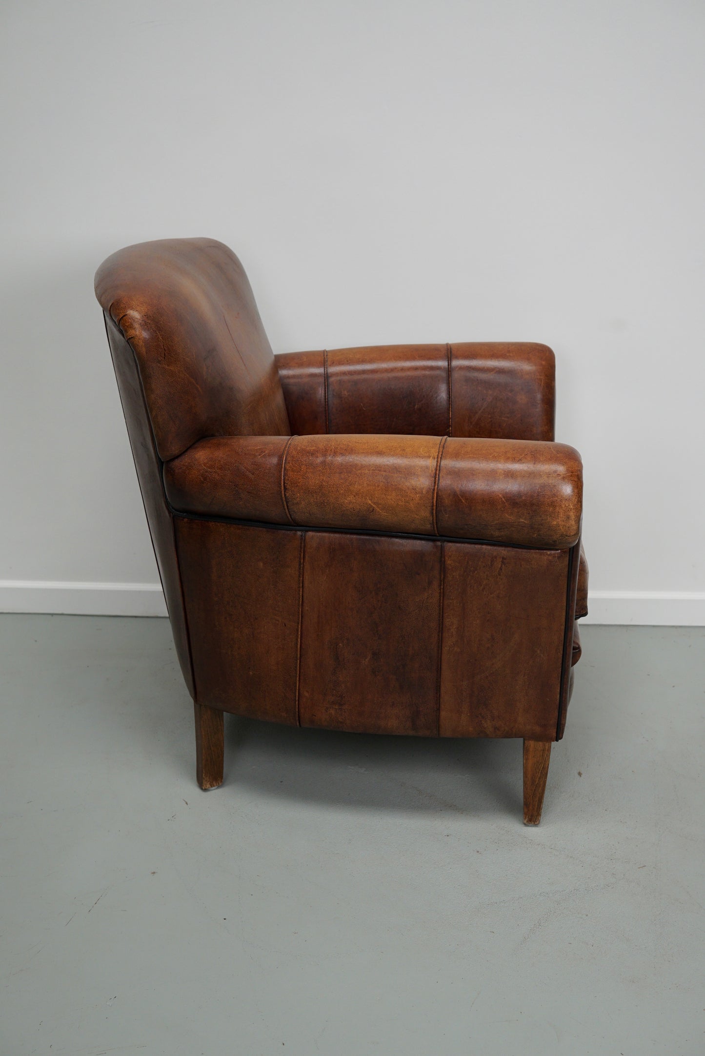 Vintage Dutch Cognac Colored Leather Club Chair