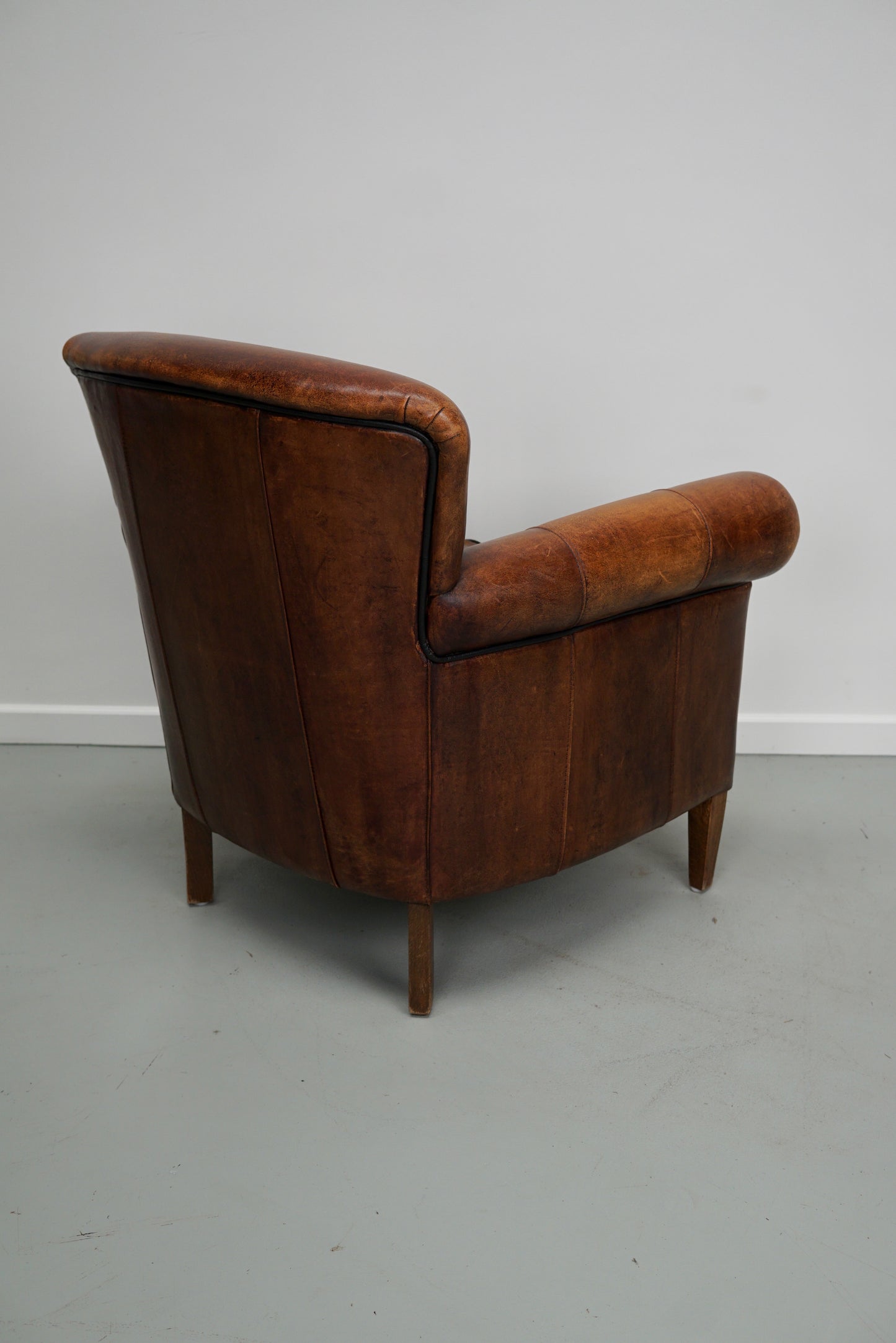 Vintage Dutch Cognac Colored Leather Club Chair