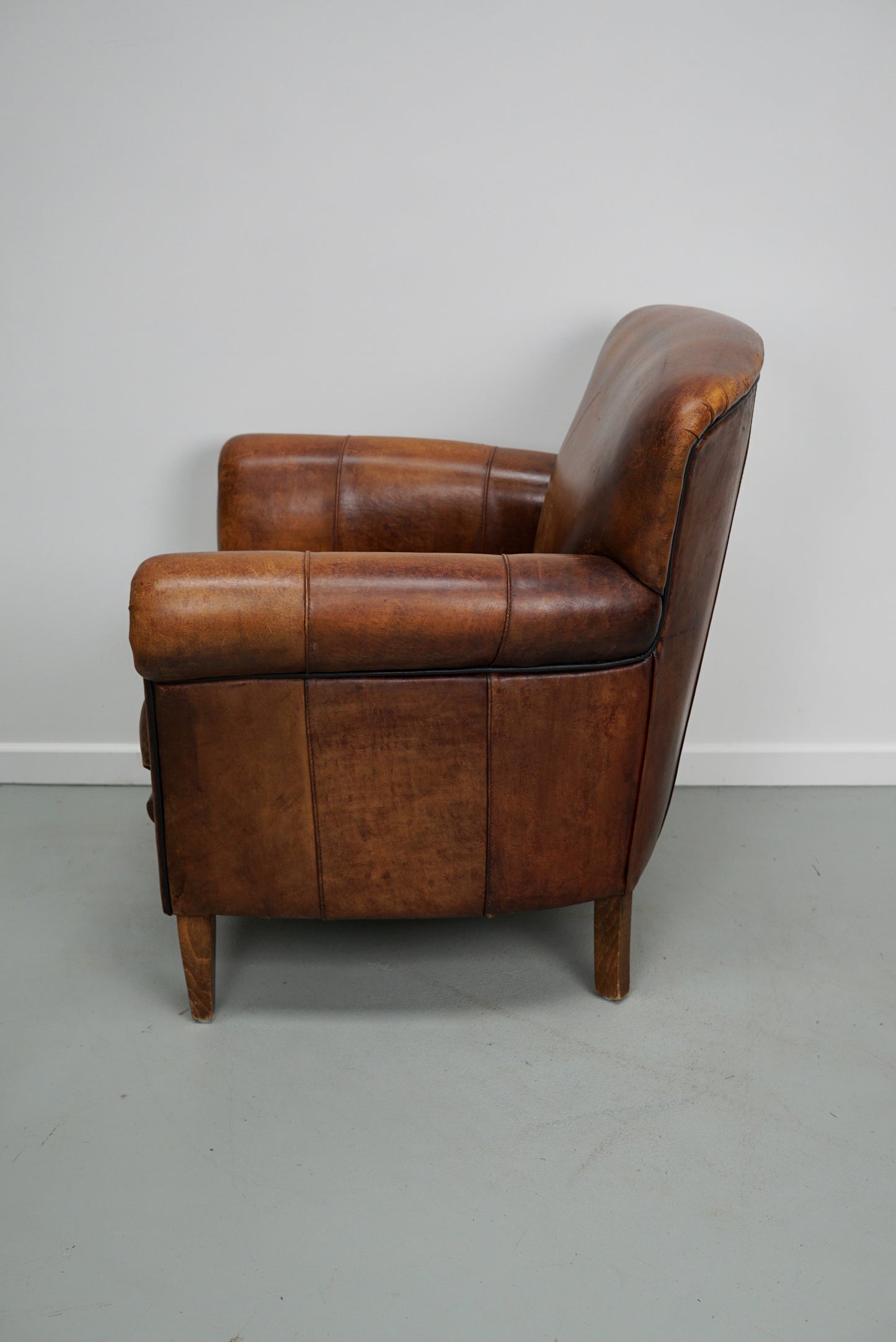 Vintage Dutch Cognac Colored Leather Club Chair