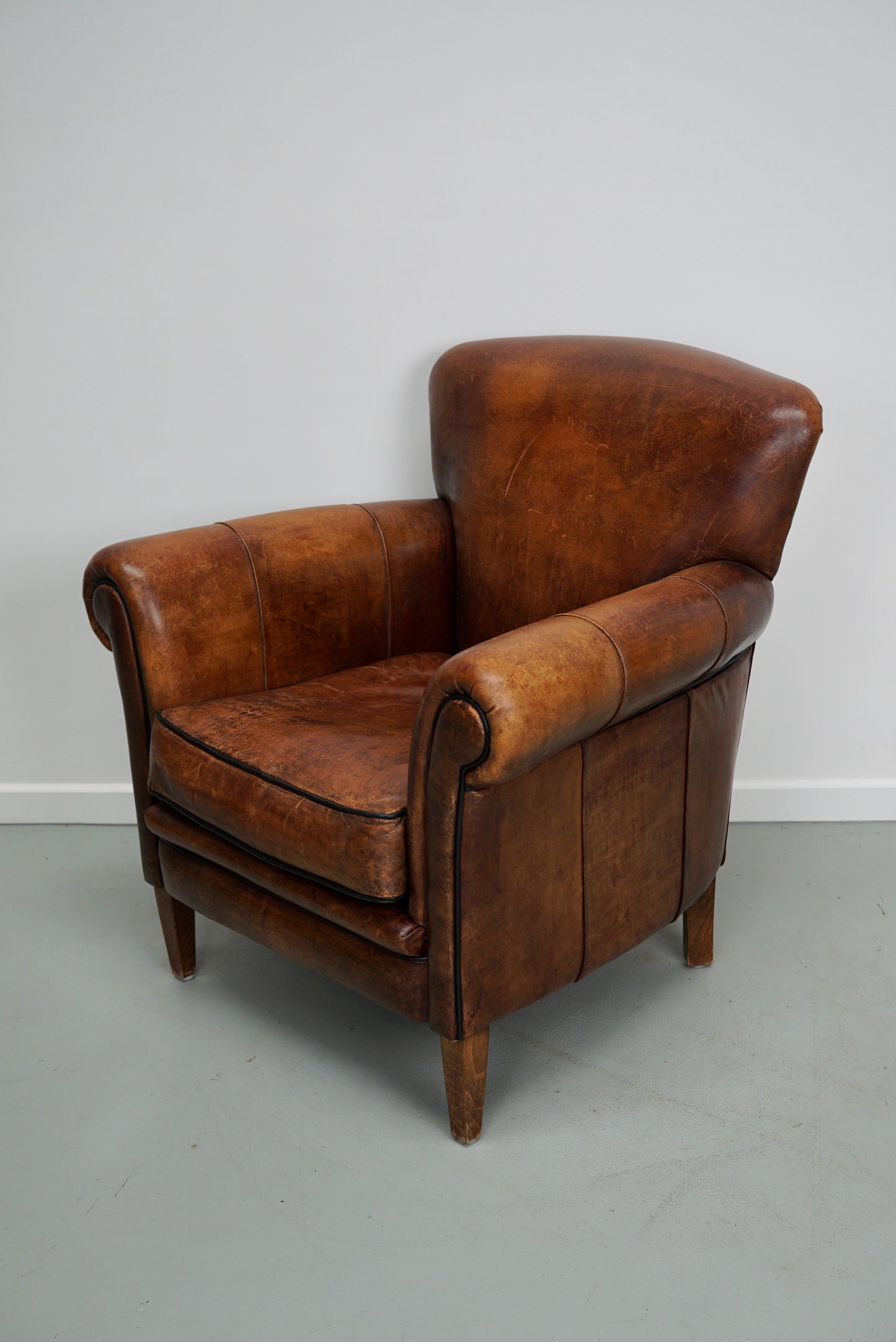 Vintage Dutch Cognac Colored Leather Club Chair