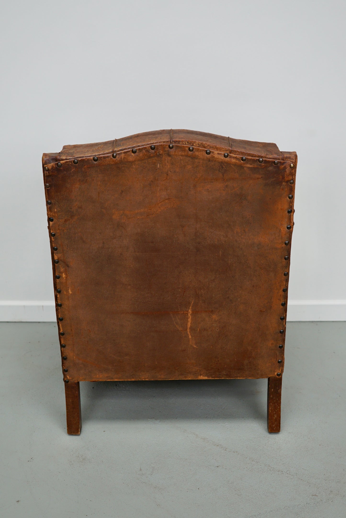Antique French Cognac Leather Buttoned Back Club Chair