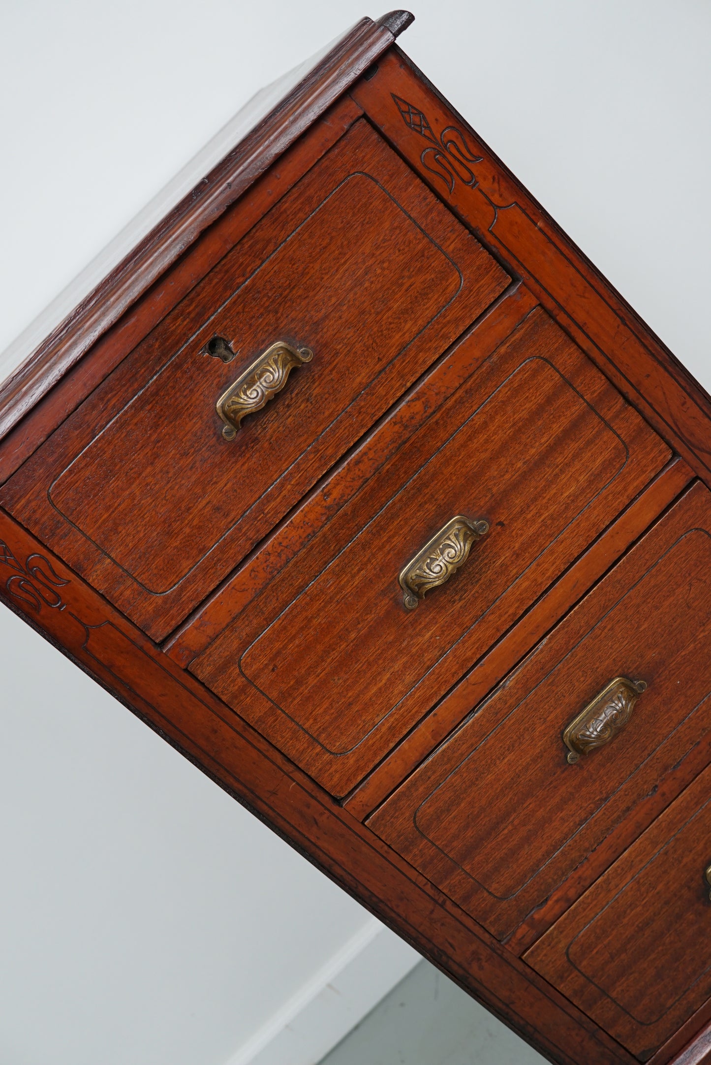 French Art Nouveau Mahogany Apothecary / Filing Cabinet, circa 1900