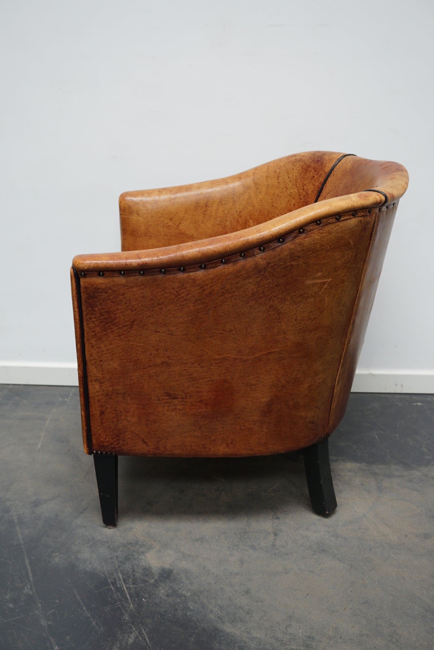 Vintage Dutch Cognac Colored Leather Club Chair