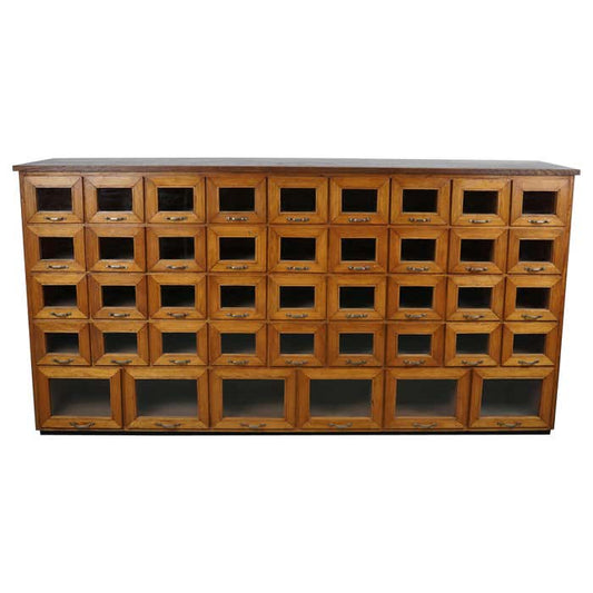 Vintage Dutch Oak Haberdashery Shop Cabinet / Vitrine, 1950s