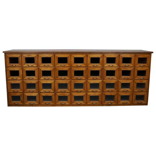 Vintage Dutch Oak Haberdashery Shop Cabinet / Vitrine, 1950s