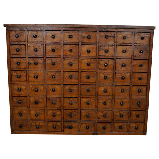 Dutch Industrial Pine Apothecary / Workshop Cabinet, circa 1930s