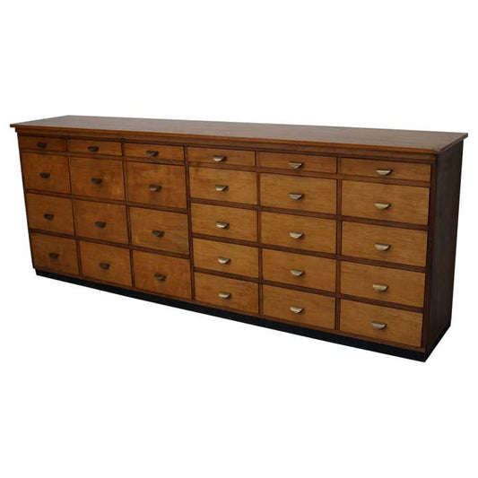 Dutch Industrial Beech Apothecary Cabinet, Mid-20th Century