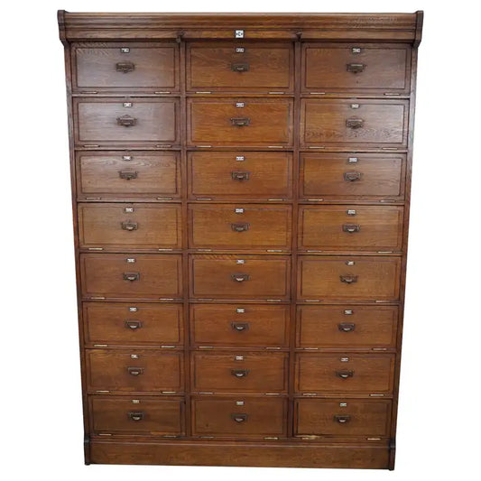 Belgian Oak Apothecary / Filing Cabinet Folding Doors, 1900s