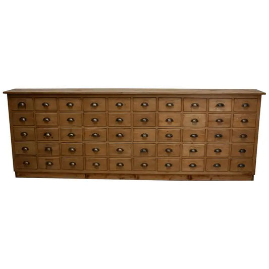 Large Dutch Maple Apothecary Cabinet or Bank of Drawers, ca 1950s