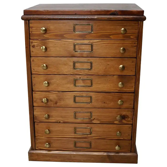 Vintage Dutch Pine Jewelers / Watchmakers Cabinet, circa 1930