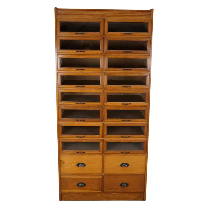 English Haberdashery Shop Cabinet with Glass Fronted Drawers, Circa 1930s