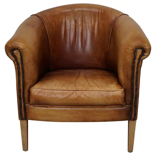 Vintage Dutch Cognac Colored Leather Club Chair
